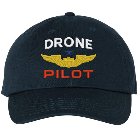 Drone Pilot Wings Embroidered Baseball Hat Drone Operator Expert Pilots Dad Cap (NavyBlue)