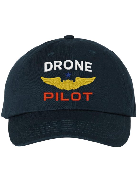 Drone Pilot Wings Embroidered Baseball Hat Drone Operator Expert Pilots Dad Cap (NavyBlue)