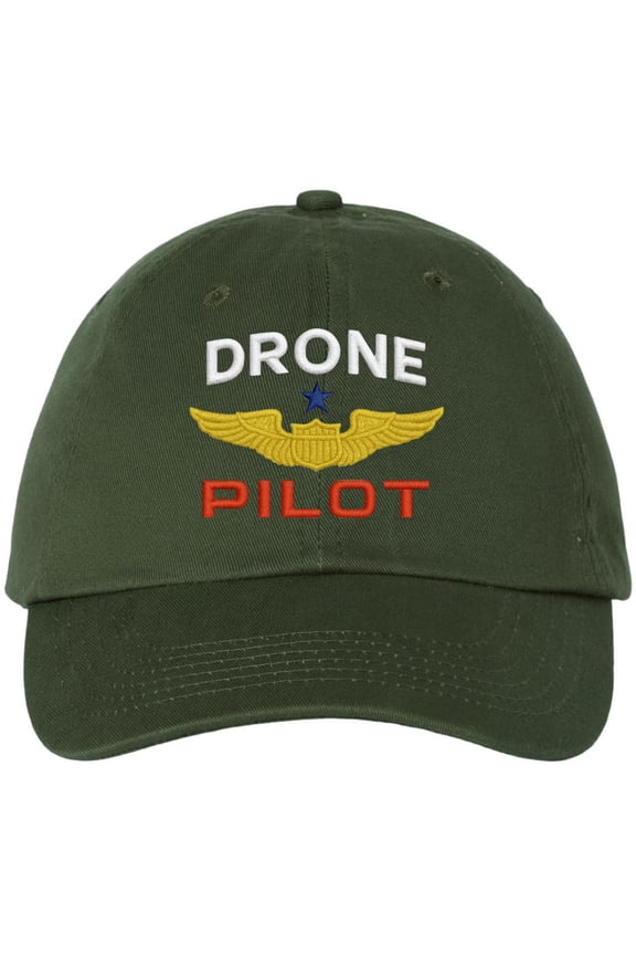 Drone Pilot Wings Embroidered Baseball Hat Drone Operator Expert Pilots Dad Cap (OliveDrab)