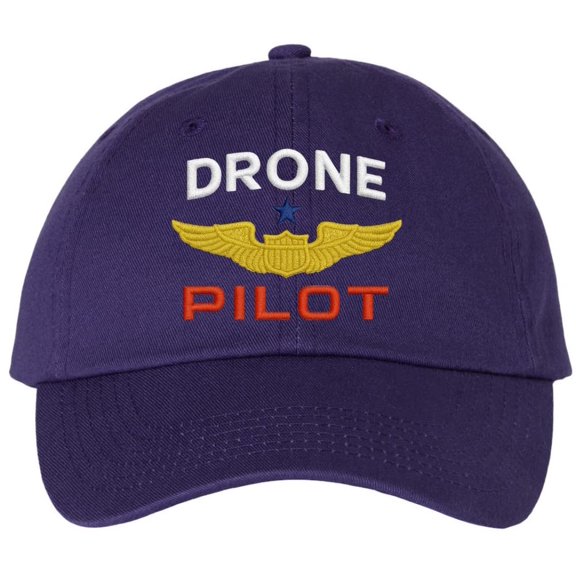 Drone Pilot Wings Embroidered Baseball Hat Drone Operator Expert Pilots Dad Cap (Purple)