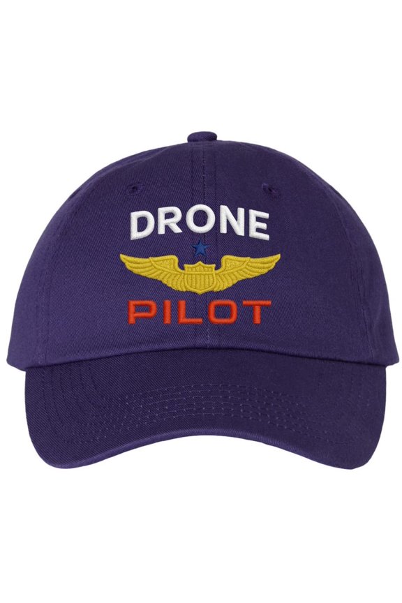 Drone Pilot Wings Embroidered Baseball Hat Drone Operator Expert Pilots Dad Cap (Purple)