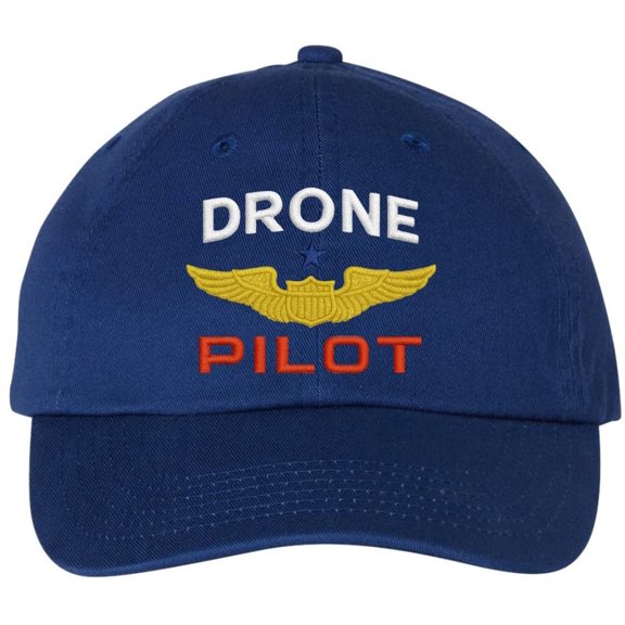 Drone Pilot Wings Embroidered Baseball Hat Drone Operator Expert Pilots Dad Cap (RoyalBlue)