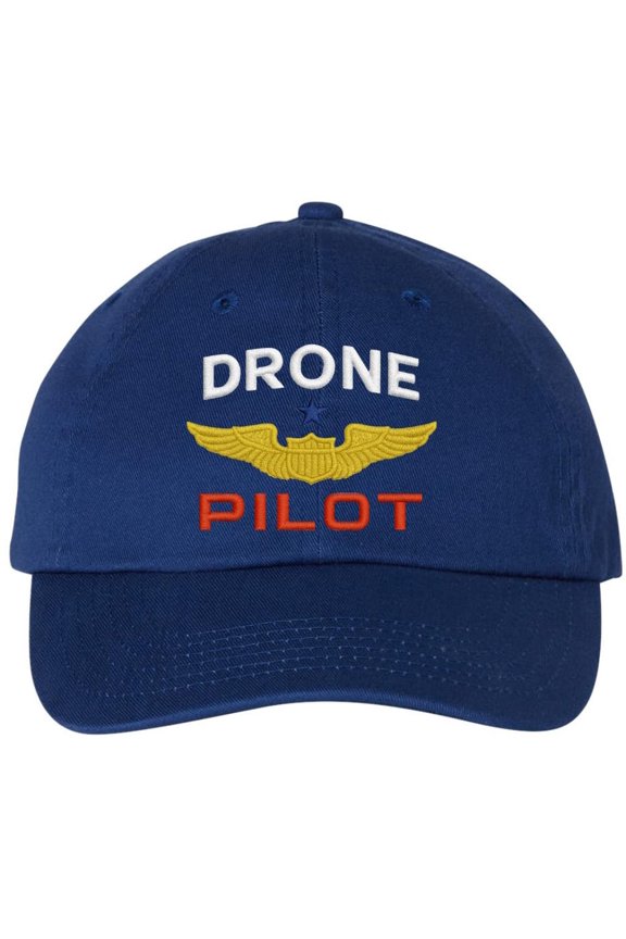 Drone Pilot Wings Embroidered Baseball Hat Drone Operator Expert Pilots Dad Cap (RoyalBlue)