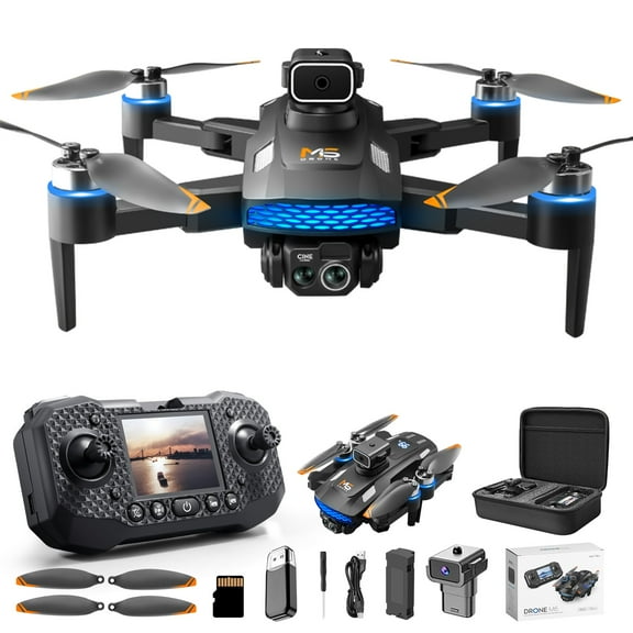 Drone With Rechargeable Screen Remote Control Brushless Motor Dual Esc Camera 360 Obstacle Avoidance Cool Lights Includes Storage Card And Reader 2.4G Wifi Fpv Rc Quadcopter Package Weight