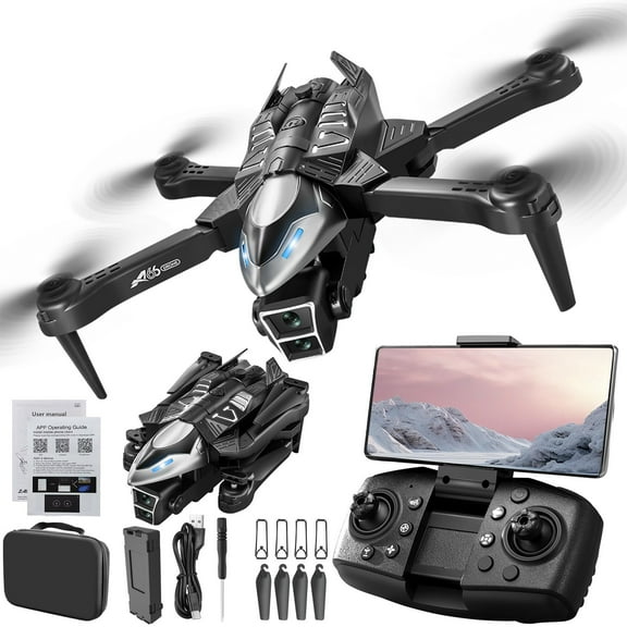 Drone with Spray Function and 1080P FPV Camera, RC Quadcopter with Altitude Hold and Headless Mode, Foldable Toy Drone with Trajectory Flight for Boys Childs Adults Outdoor Play