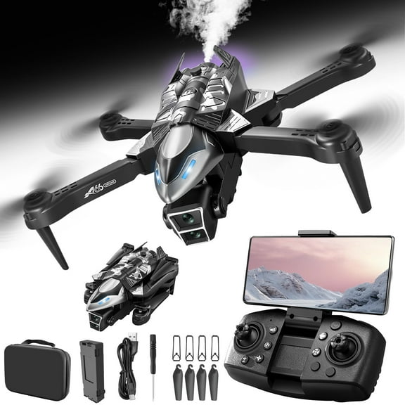 A Drone With Spray Function, 1080P Fpv Camera, Remote Control Toys, Altitude Hold, Headless Mode, Speed Adjustment For Outdoor Fun And Kids Play, 10X9.44X2.75In 1Lb