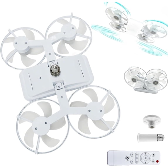 Drone-Style LED Ceiling Fan Light, E27 Screw-In Ceiling Fan with Remote ...