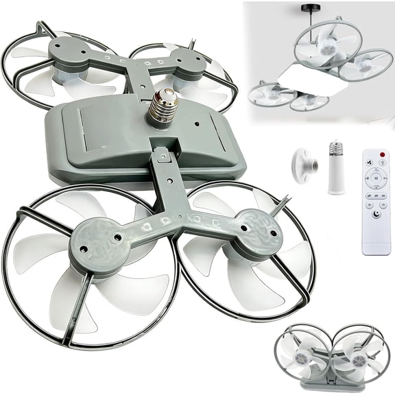 Drone-Style LED Ceiling Fan Light – Modern Lighting & Airflow in One, Smart Drone Ceiling Fan Light with Remote Control and Foldable Blades, 3 Color Temperatures for Bedroom and Small Spaces (Green)