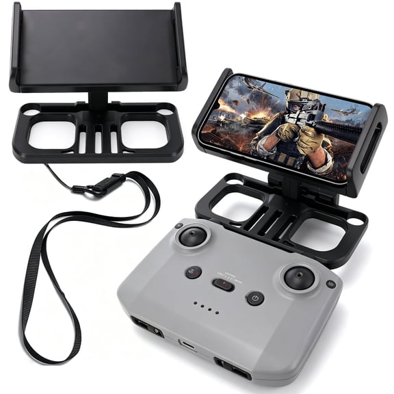 Drone Tablet Mount Holder - Universal Adjustable 4.7-12.9" Bracket Compatible with Dji Mavic 2/Zoom/Pro Mini 2/2S/SE, Air 2/2S, Pro/Spark/ZINO Controllers, Extended Control Phone Clip with Lanyard