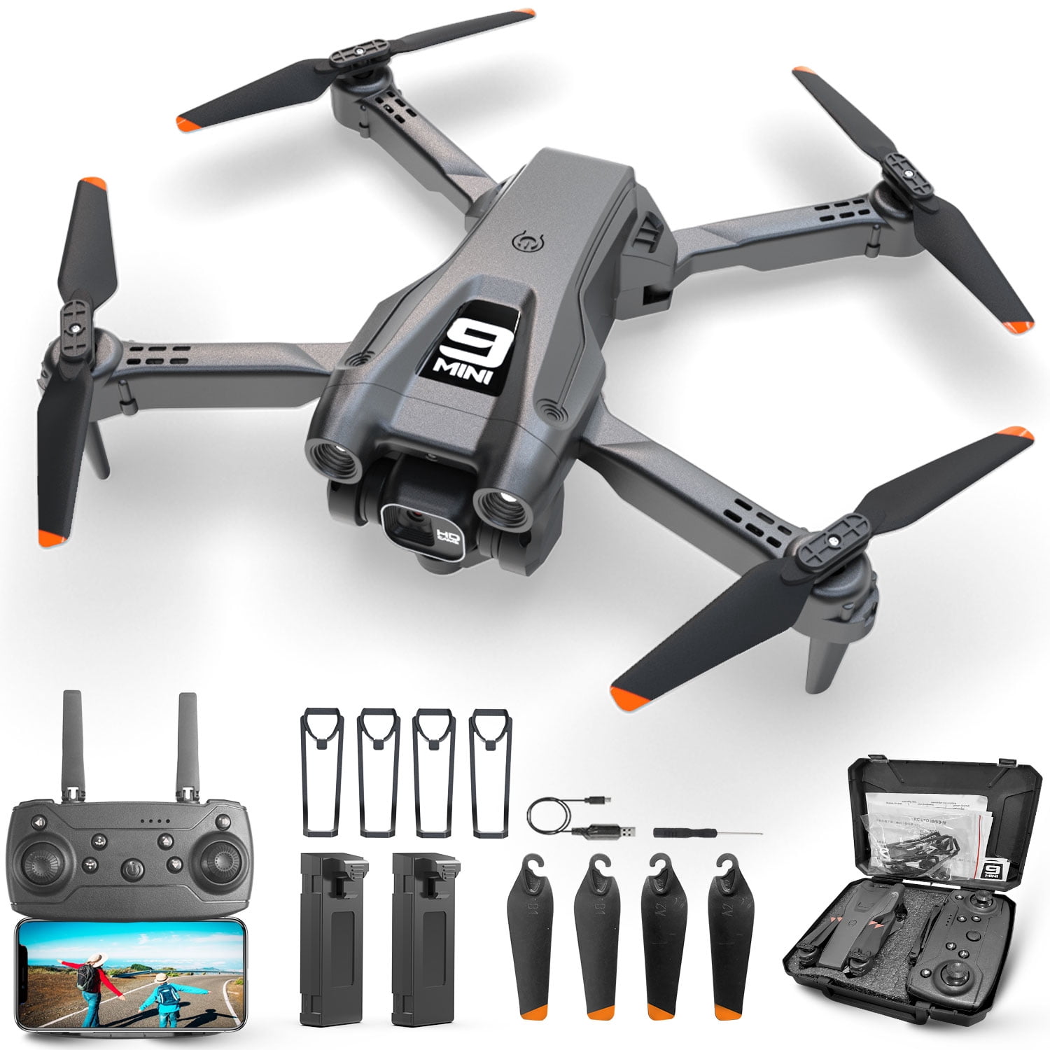 Casrra RC Drone with HD Camera, Foldable Quadcopter, Dual Batteries, 30-Min Flight, Altitude Hold, Gesture Control