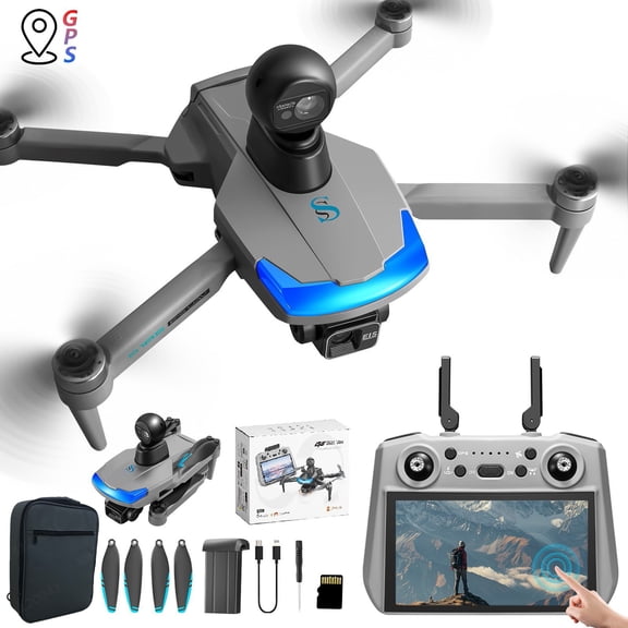 Drone with 2.7K Camera and GPS, 7.2-Inch Touch Screen with 5G FPV Transmission for Adults and Beginners