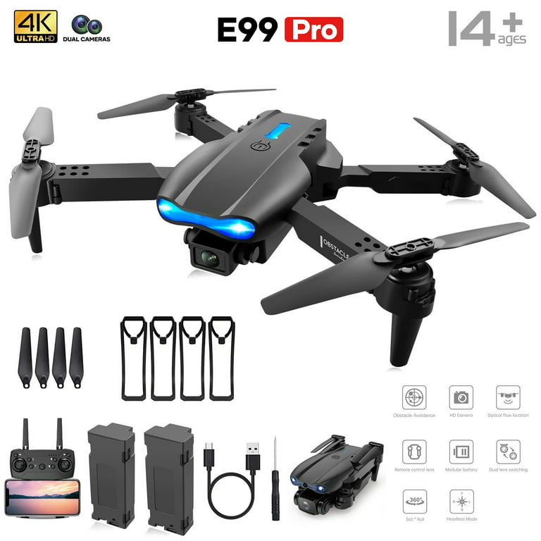 Drone with 4K HD Dual Camera for Adults Kids, RC Quadcopter with 2 Modular 1800mAh Batteries for 30 Mins Long Flight, Black, Size: 9.84 x 9.84 x 2.09