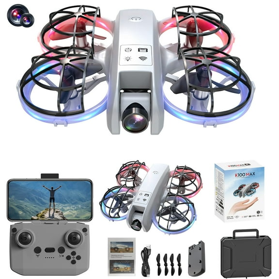 Drone with Camera 1080P HD FPV Remote Control Quadcopter with Altitude Hold Headless Mode LED Lights for Beginners Adults Outdoor Flying(Gray)