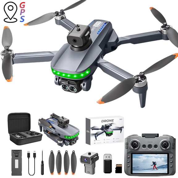 Drone with Camera, 4.5-Inch Screen Remote with GPS, 2K Adjustable Camera, 18 Min Flight Time, for Beginners and Outdoor Fun