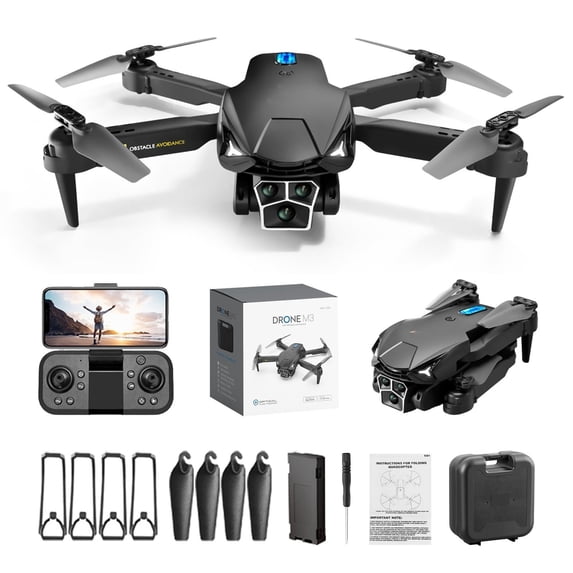 Drone with Camera, HD Dual Lens Foldable Design with Obstacle Avoidance, 2 Batteries for Extended Use, for Beginners and Adults