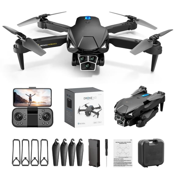 Drone with Camera, HD Dual Lens Foldable Design with Obstacle Avoidance, 2 Batteries for Extended Use, for Beginners and Adults