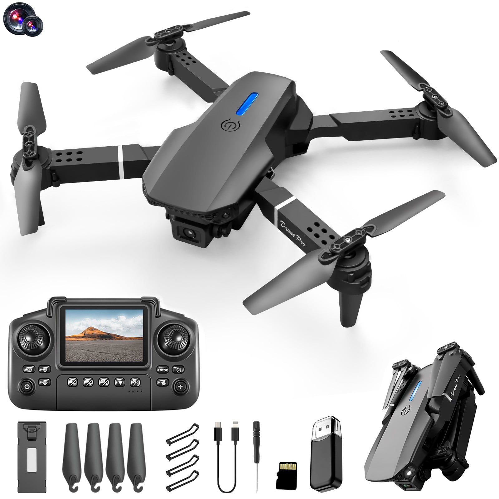 Drone with Camera Remote Control And Screen Display, 2.4G RC Quadcopter with Moble Control,Suitable for Adults And Teens