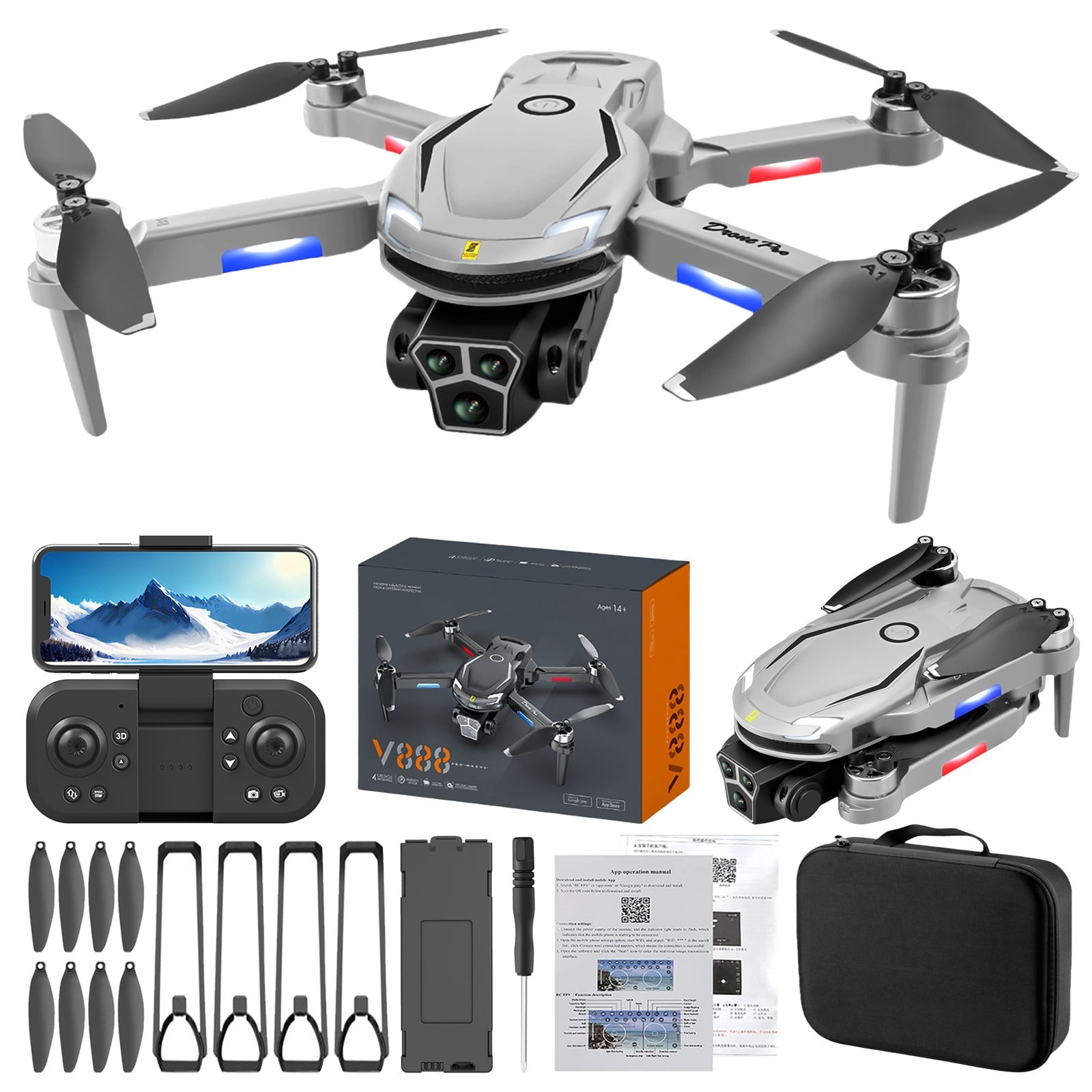 Drone with Camera for Adults and Beginners, 4K HD FPV Live Video with Dual Batteries for Extended Flight, Obstacle Avoidance and Foldable Design