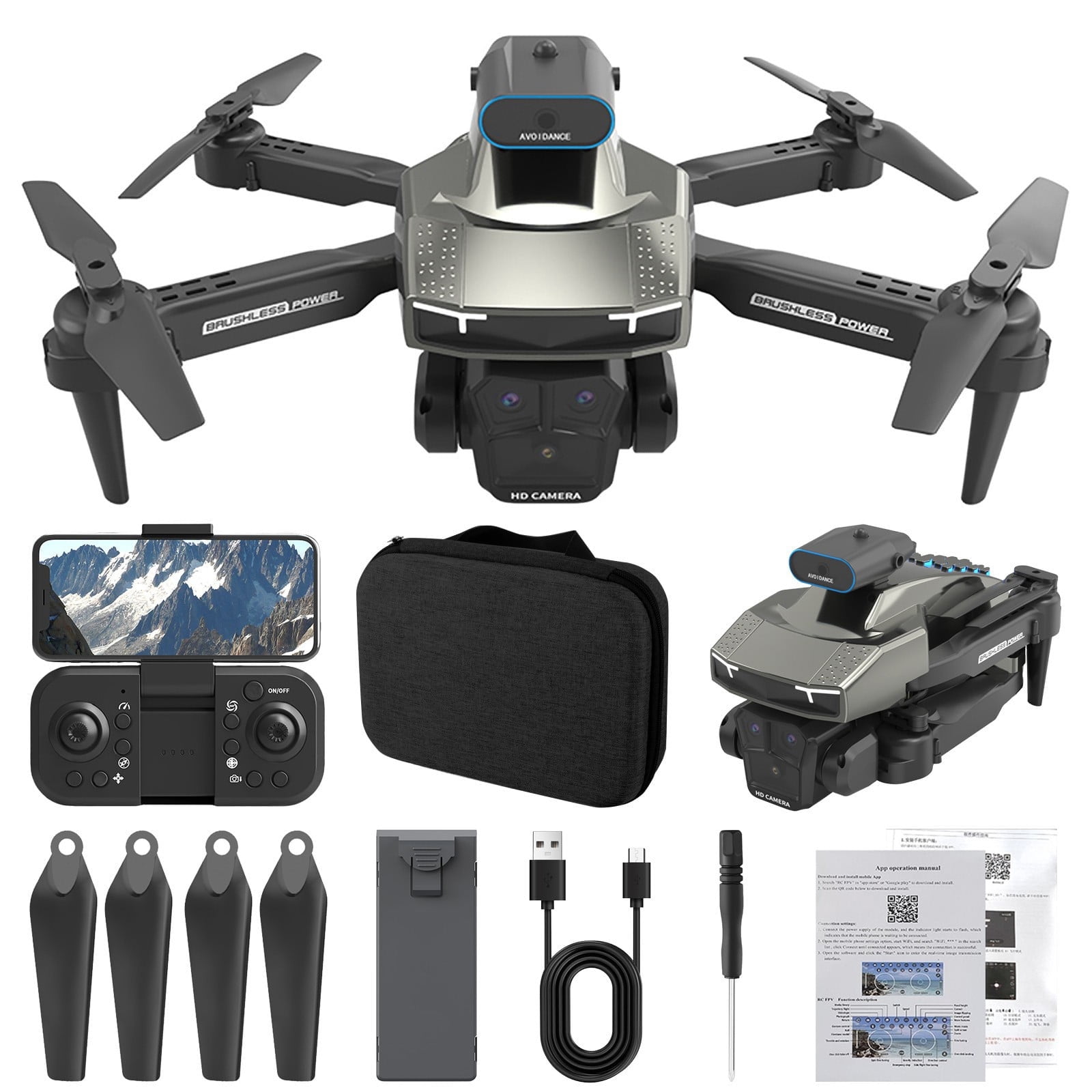 Drone with Camera for Kids and Beginners, 1080P Dual Lens with Gesture Control, Foldable with Carry Bag, 2 Batteries for Extended Flight Time