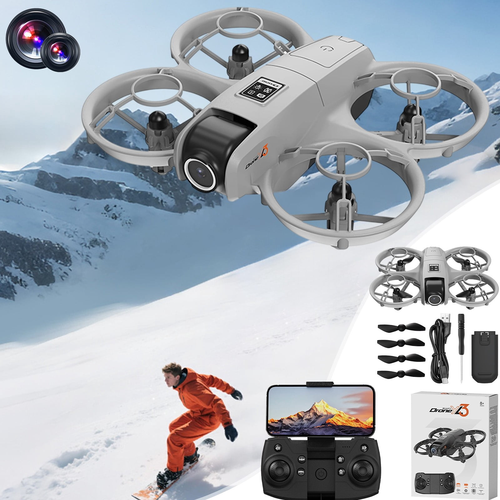 Drone with Drone With Camera,Brushless Motor Drone with WiFi Remote control, 360°stunt roll, One Click Takeoff And Landing, Remote Control Toys Gifts
