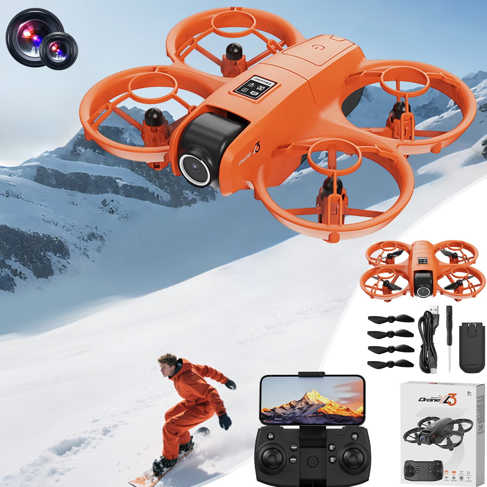 Drone with Drone With Camera,Brushless Motor Drone with WiFi Remote control, 360°stunt roll, One Click Takeoff And Landing, Remote Control Toys Gifts