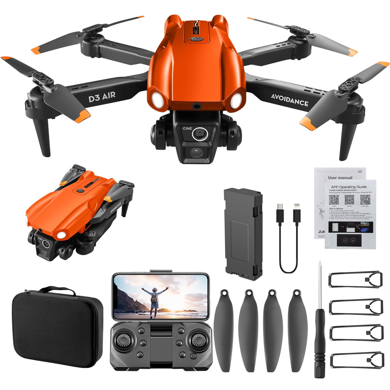 Drone with Dual 1080P Camera, Obstacle Avoidance & Optical Flow, Foldable Design with Long Flight Time for Beginners and Enthusiasts