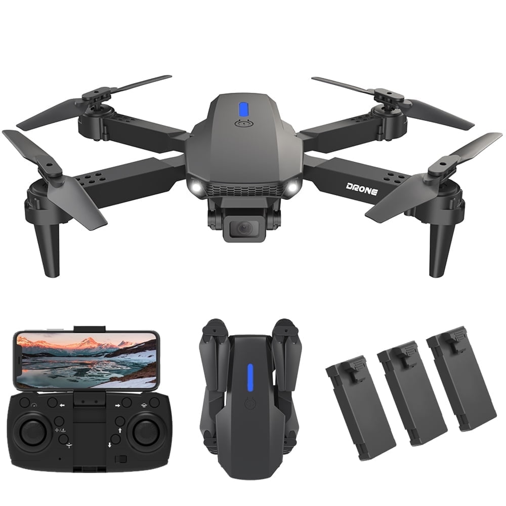 Drone with HD Dual Camera, Foldable FPV Quadcopter,RC Drone for Adults and Childers Toys Gifts, Black,3 Battery