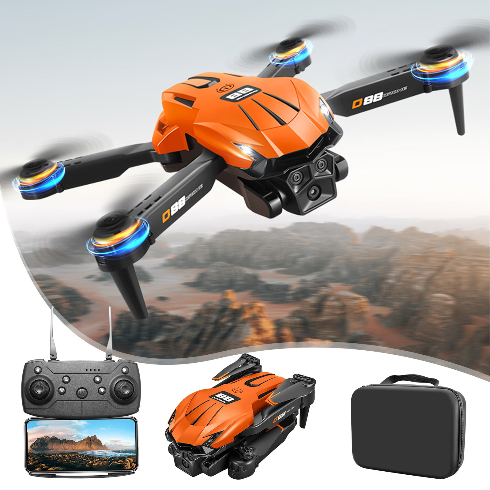 Drone with High-Definition Dual Camera, Quadcopter with 360掳stunt roll, One Click Takeoff And Landing, Folding Body, Remote Control Gifts Boys Girls