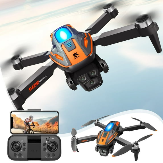 Drones for Adults on Clearance, Drone with ESC Camera Brushless Motor And Cool Lights Drones 2.4G RC Quadcopter Altitude Hold Obstacle Avoidance for Kids Adults