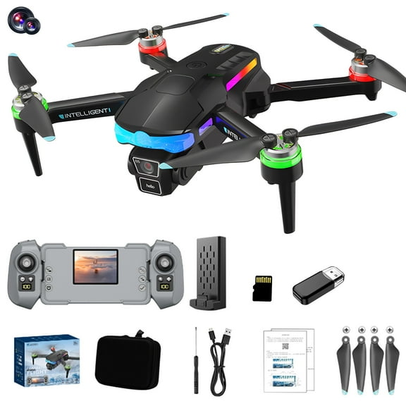 Drones with Camera - 1080P HD Screen Remote Control, Brushless Motor, Altitude-Hold, Obstacle Avoidance, Gesture Control, Folding Portable Quadcopter with Carrying Case for Adults and Teens