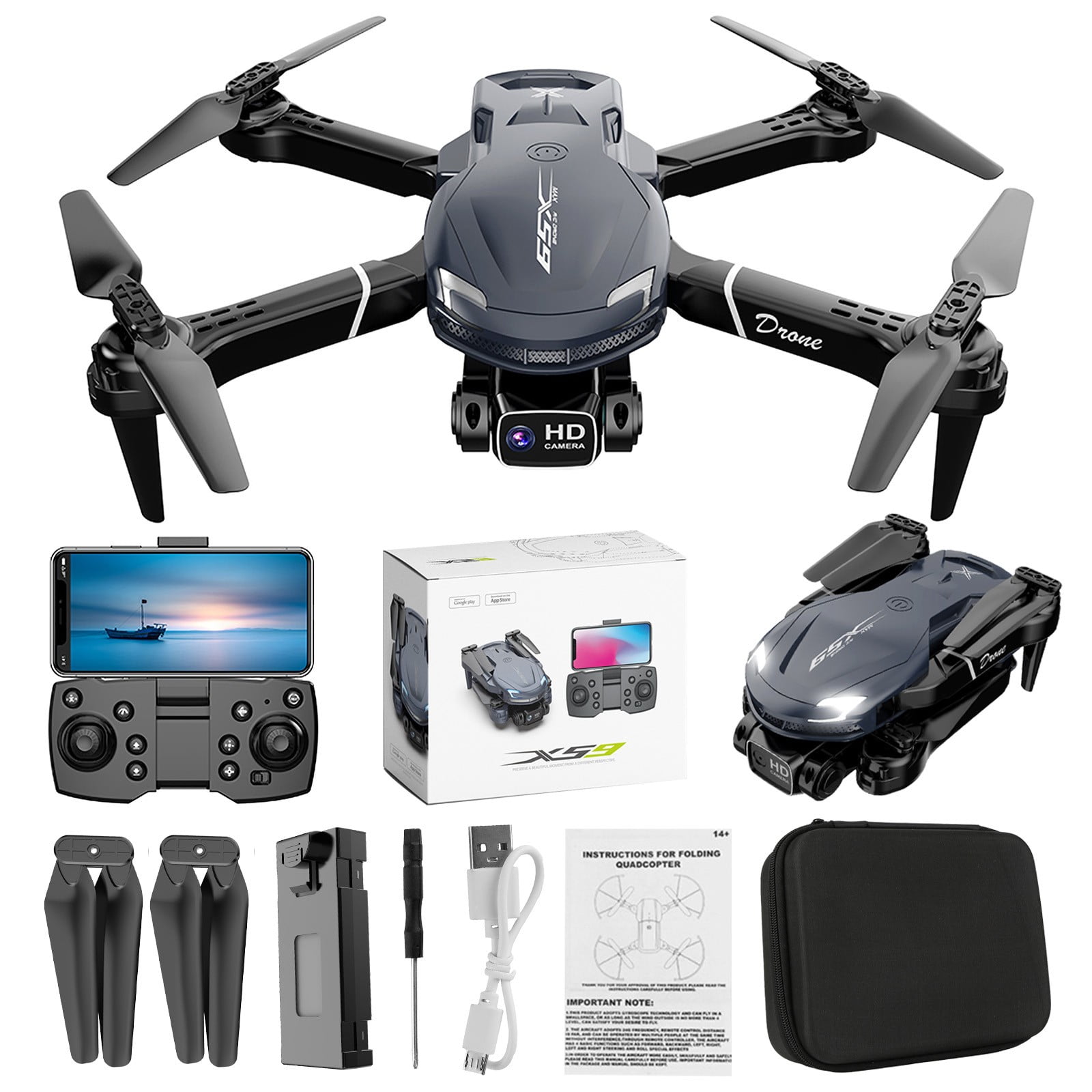 Drones with Camera for Adults Kids, Foldable RC Quadcopter