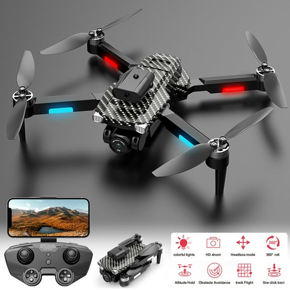 Drones with Camera Clearance, FPV Drone with ESC Camera Brushless Motor Drones 2.4G RC Quadcopter with Cool LED Lights Altitude Hold Obstacle Avoidance for Adults