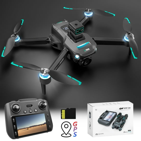 Drones with Camera for Kids & Adults SPOORYYO GPS Drone with Screen Remote Control, Brushless Motor, and Cool Lights, 5G RC Quadcopter, Altitude Hold, Obstacle Avoidance