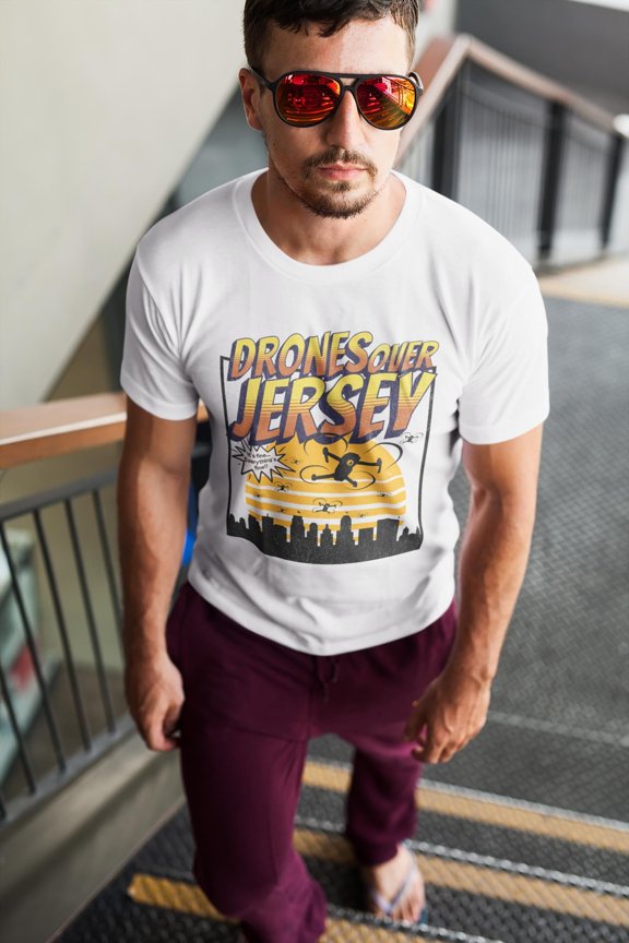 Drones Over Jersey Tee Shirt Sci-Fi UFO Secret New Jersey Drones Comic Cover Unisex Tee Gi