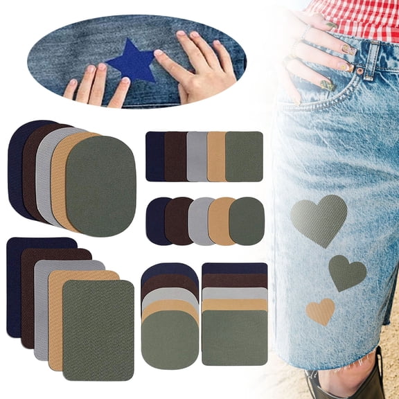 Drongq 30 Pieces Patches Iron On for Denim Jean Repair,Iron On Patches for Clothing Repair Fabric,Decorating Kit Canvas Fabric for Puffer Down Jacket,Iron On Patches,Fabric Patches