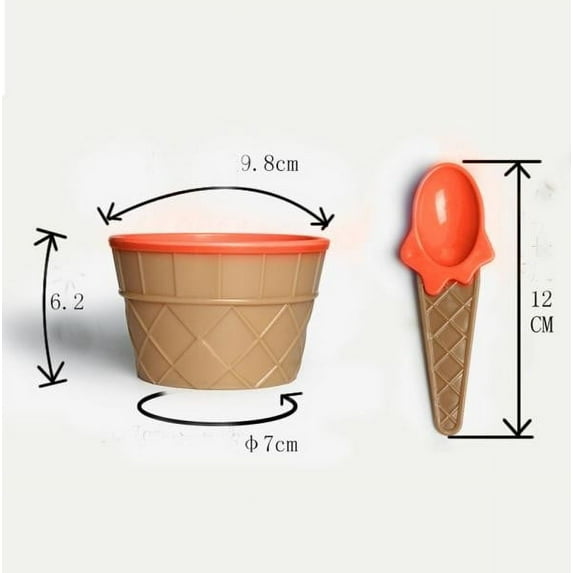 Drongq Ice Cream Bowls And Spoons Set,Plastic Ice Cream Bowls,Reusable Plastic Ice Cream Bowls, Ice Cream Bowls for Kids Set ,Candy Colored Cute Dessert Bowls,Orange