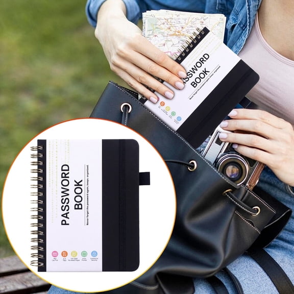 Drongq Paper Password Book 5.7x4.7 Inch Black Durable for Home, Internet Logbook, Username Organizer, Security Notebook, Account Tracker, Website Login Journal