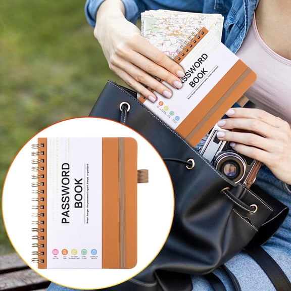 Drongq Paper Password Book 5.7x4.7 Inch Coffee Durable for Home, Internet Logbook, Security Notebook, Username Organizer, Account Tracker, Website Login Journal