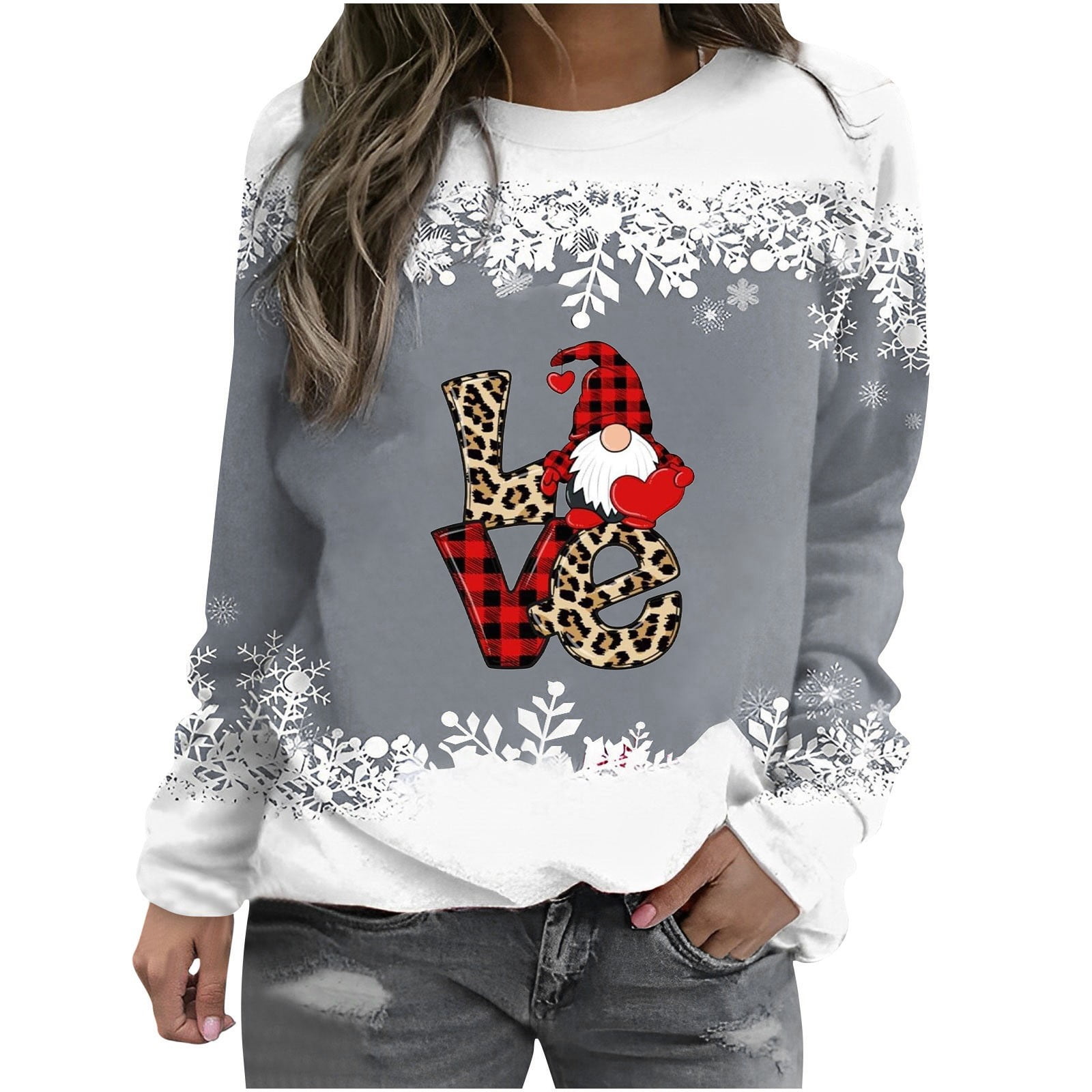 DroolingDog Oversized Sweatshirts for Women Christmas Print Loose Crew
