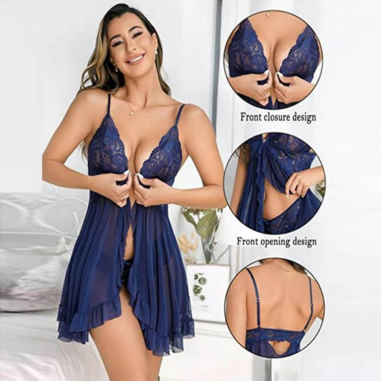 DroolingDog Sexy Lingerie for Women Hide Fat Belly Lace Mesh Solid Colour  Sheer Underwear Sleepwear Nightdress