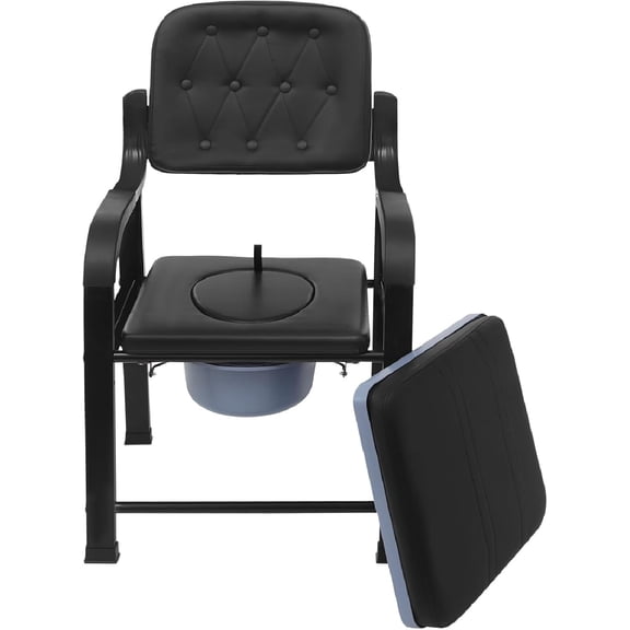 Drop Arm Bedside Commode Heavy Duty, 2 in 1 Shower & Bedside Commode Chair with Padded Seat and Backrest, Durable Toilet Chair for Elderly, Disabled, Adults and Seniors, 551 lb Weight Capacity
