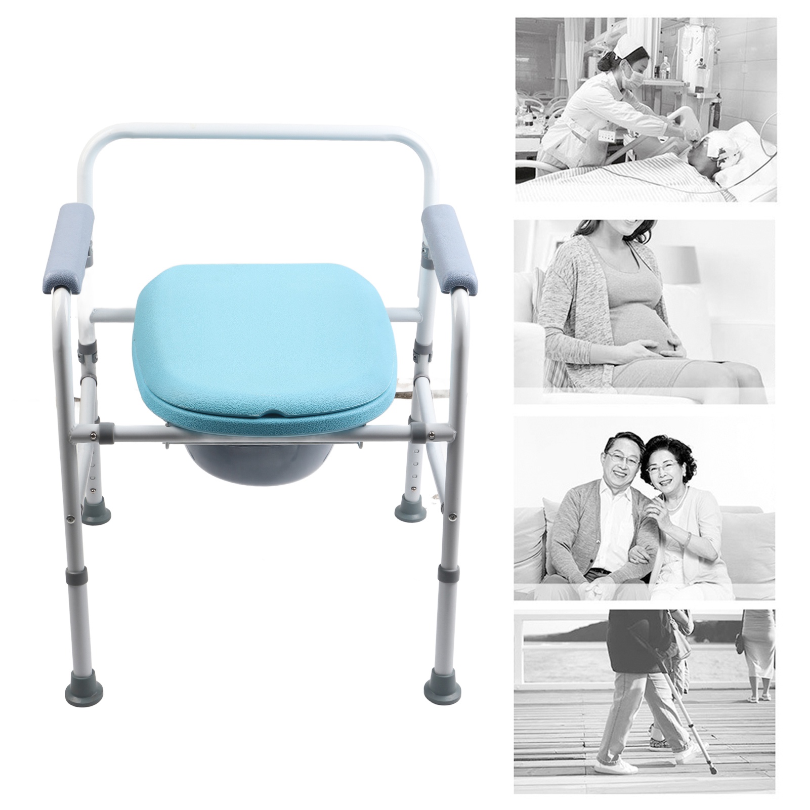 Drop Arm Commode Chair Heavy Duty Steel Commode Toilet Chair Bedside