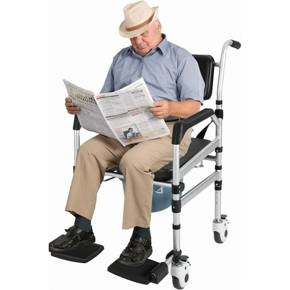 Drop Arm Commode with Padded Seat and Backrest Portable Toilet Commode Potty Chair for Senior Bedside Commode Adjustable Raised Toilet Seat with Handles for Adults Handicaps