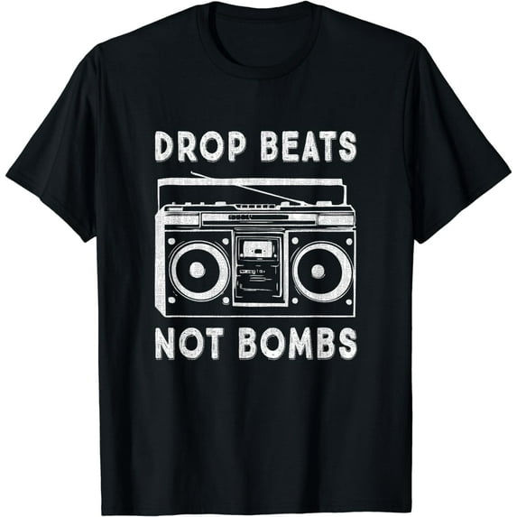Drop Beats Not Bombs Anti-War Boombox Music Peace T-Shirt