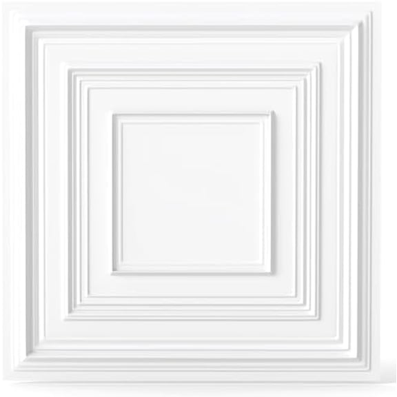 Drop Ceiling Tiles 2 ft x 2ft, 24" x 24" PVC Ceiling Panels with 3D Decorative Patterns, 12-Pack Modern Square Tiles with Drop-in & Glue Up Installation Covers Up to 48 Sq.ft., White