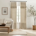 thumbnail image 1 of Drop Cloth Macrame Solid Cotton Light Filtering Ring Top Curtain Panel with Fringe Valance, Linen, 50 x 84, 1 of 12