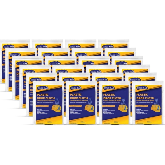Unvert Plastic Drop Cloth, 9 ft x 12 ft, Waterproof Disposable Painter's Plastic Sheeting for Painting, Furniture & Floor Protection, 24 Pack