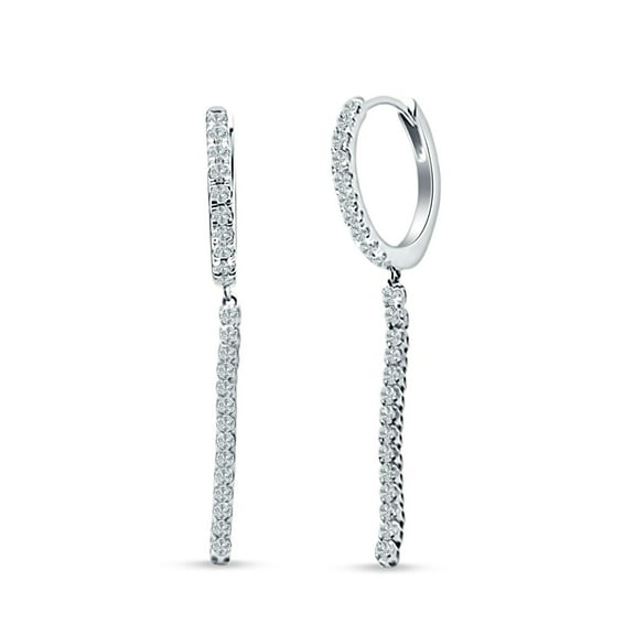 Drop Dangle Hoop Earrings Cubic Zirconia 925 Sterling Silver 39mm