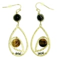 thumbnail image 1 of Drop Dangle Hoop Earrings With Brown faceted Accents Gold-Tone, 1 of 2