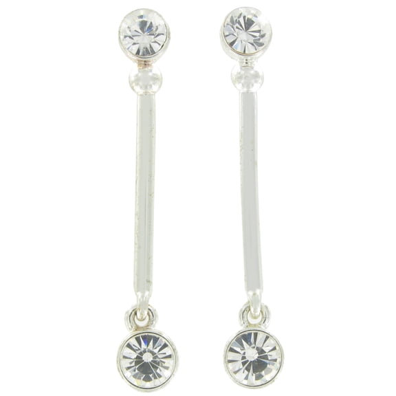Drop Dangle Pierced Silver Tone Rhinestone Earrings Ladies Adult Female